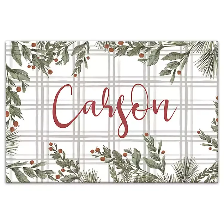 Christmas Art & Wall Decor>Kirklands Home Personalized Plaid Botanical Canvas Art Print