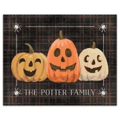 Halloween>Kirklands Home Personalized Plaid Jack O Lanterns Canvas Print