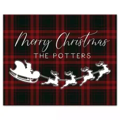 Christmas Art & Wall Decor>Kirklands Home Personalized Plaid Santa Sleigh Canvas Wall Plaque