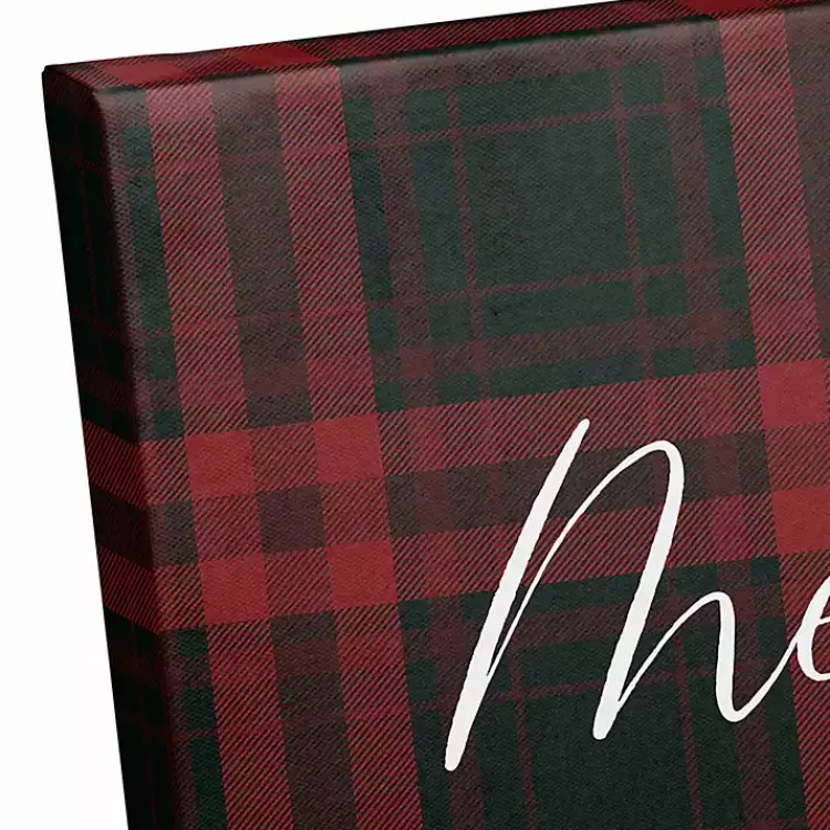 Christmas Art & Wall Decor>Kirklands Home Personalized Plaid Santa Sleigh Canvas Wall Plaque