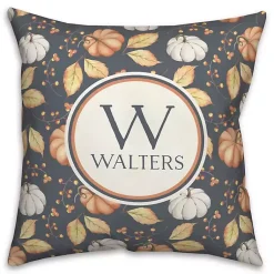 Fall>Kirklands Home Personalized Pumpkin & Leaves Monogram Pillow