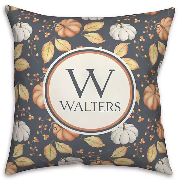 Fall>Kirklands Home Personalized Pumpkin & Leaves Monogram Pillow