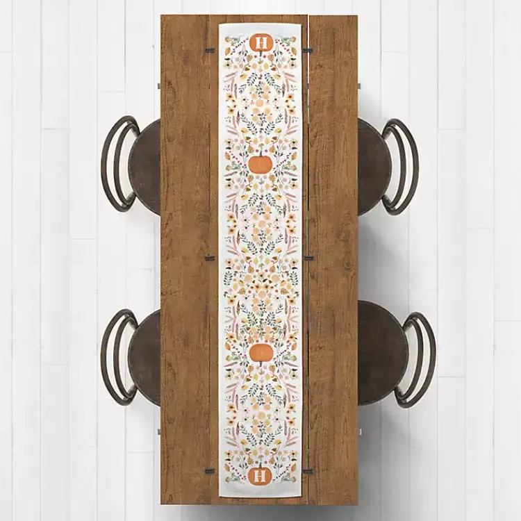 Fall>Kirklands Home Personalized Pumpkin Floral Table Runner, 72 in.