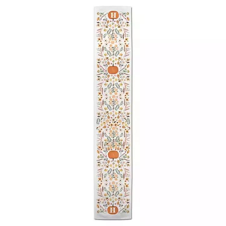 Fall>Kirklands Home Personalized Pumpkin Floral Table Runner, 72 in.