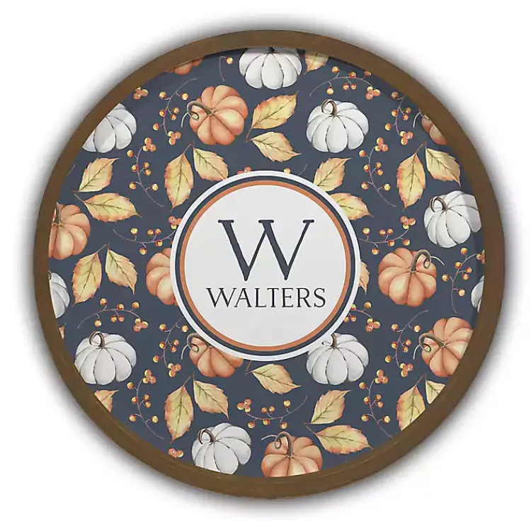 Fall>Kirklands Home Personalized Pumpkin Monogram Brown Framed Print