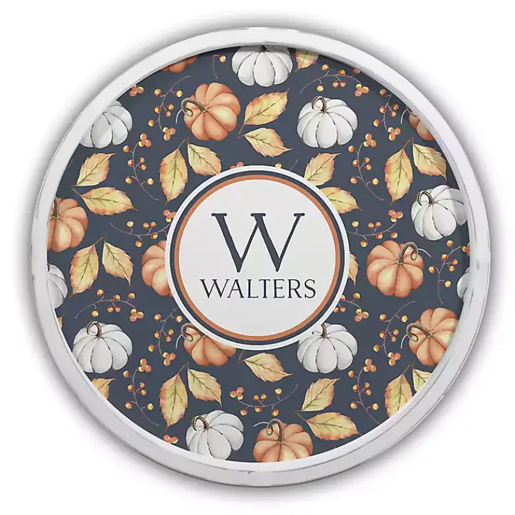 Fall>Kirklands Home Personalized Pumpkin Monogram White Framed Print