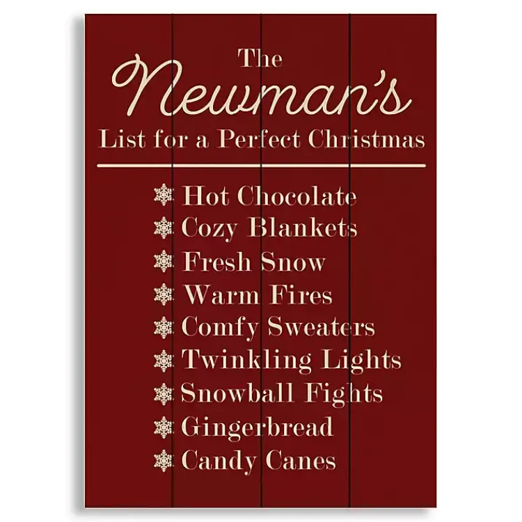 Christmas Art & Wall Decor>Kirklands Home Personalized Family Christmas List Wall Plaque Red