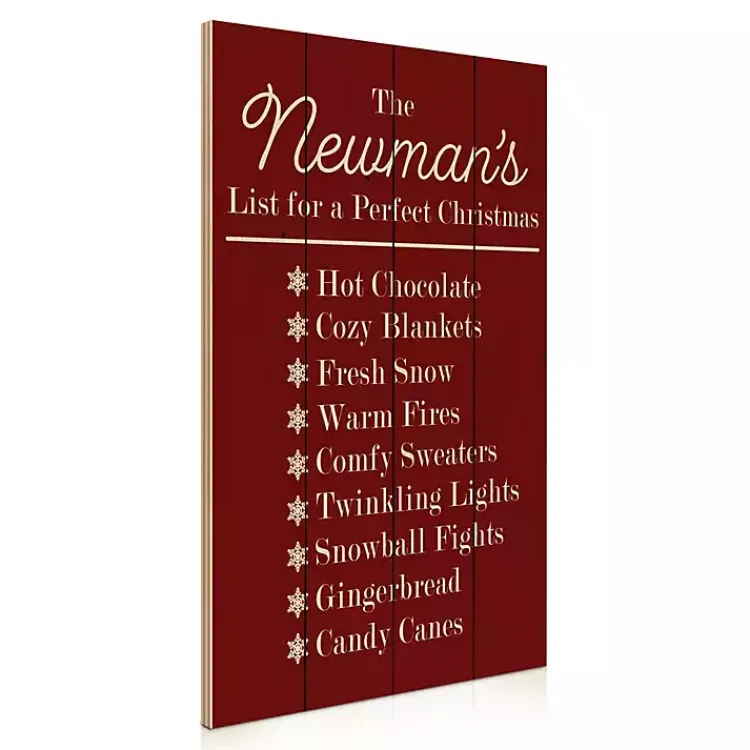 Christmas Art & Wall Decor>Kirklands Home Personalized Family Christmas List Wall Plaque Red
