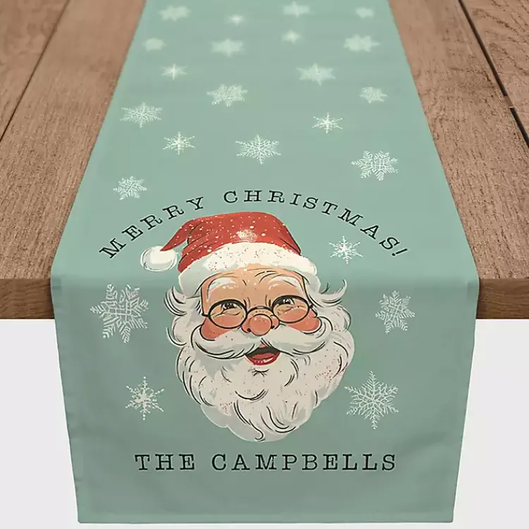 Christmas Dining & Entertaining>Kirklands Home Personalized Retro Santa Table Runner, 72 in. Blue