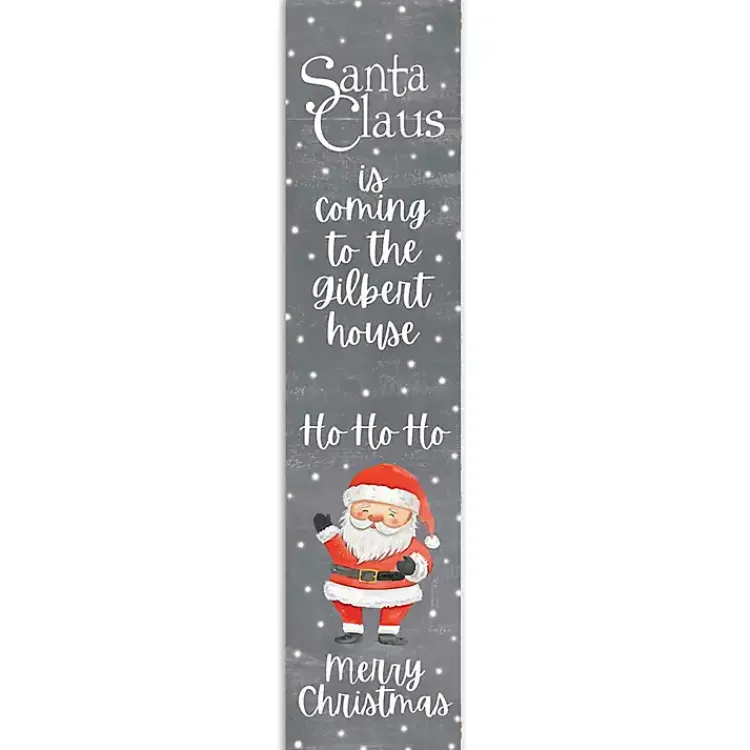 Outdoor Christmas Decorations>Kirklands Home Personalized Santa Claus is Coming Porch Board Gray