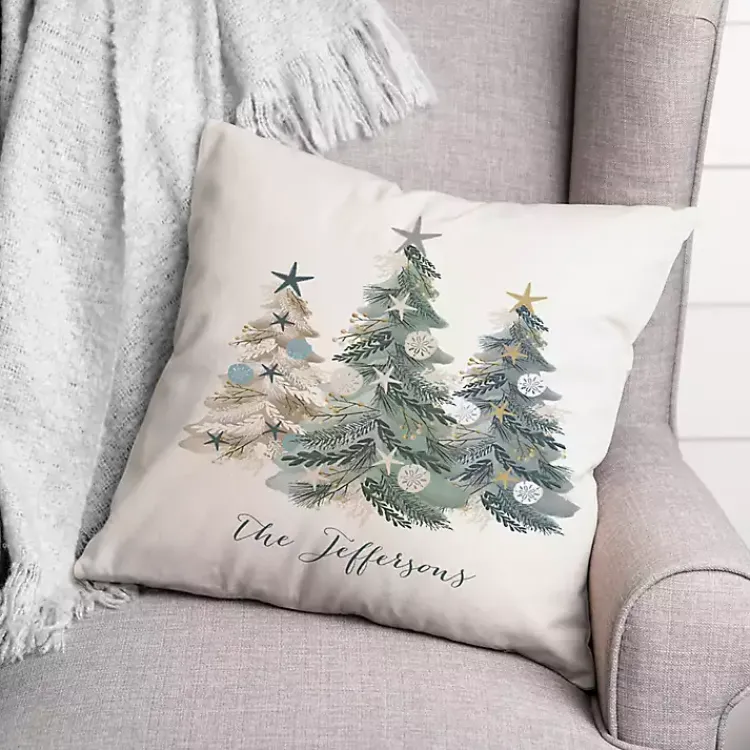 Christmas Pillows>Kirklands Home Personalized Seaside Christmas Trees Pillow
