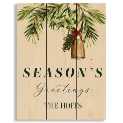 Christmas Art & Wall Decor>Kirklands Home Personalized Season's Greetings Wood Wall Plaque