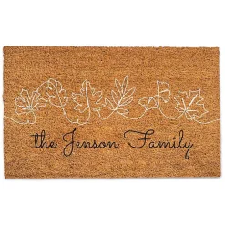 Fall>Kirklands Home Personalized Simple Sketched Leaves Doormat
