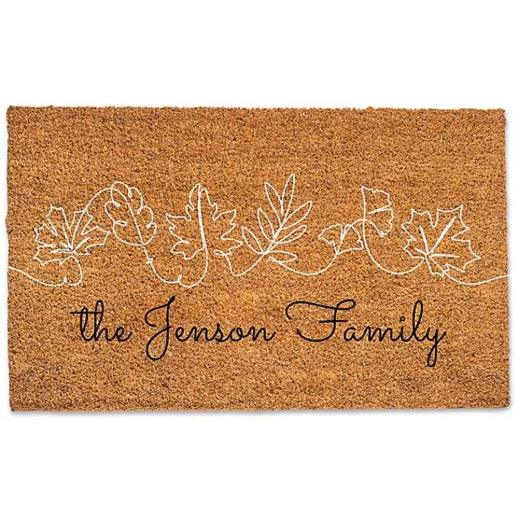 Fall>Kirklands Home Personalized Simple Sketched Leaves Doormat