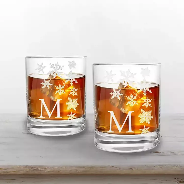 Christmas Dining & Entertaining>Kirklands Home Personalized Snowflake Whiskey Glasses, Set of 2