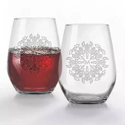 Christmas Dining & Entertaining>Kirklands Home Personalized Snowflake Wine Glasses, Set of 2 Clear