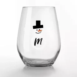 Christmas Dining & Entertaining>Kirklands Home Personalized Snowman Monogram Wine Glass, Set of 2