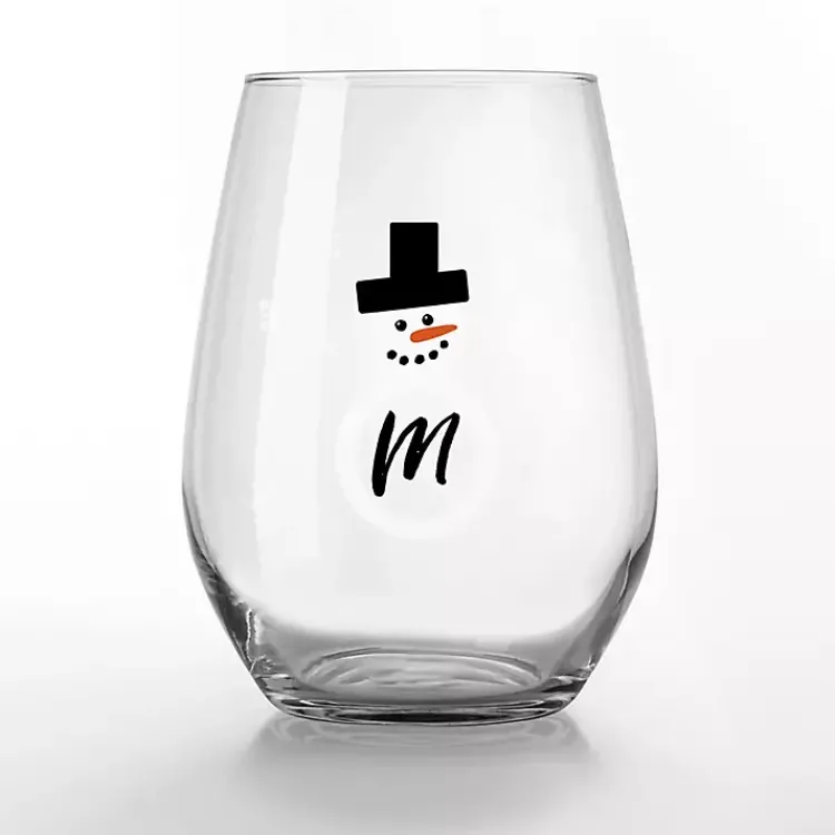 Christmas Dining & Entertaining>Kirklands Home Personalized Snowman Monogram Wine Glass, Set of 2