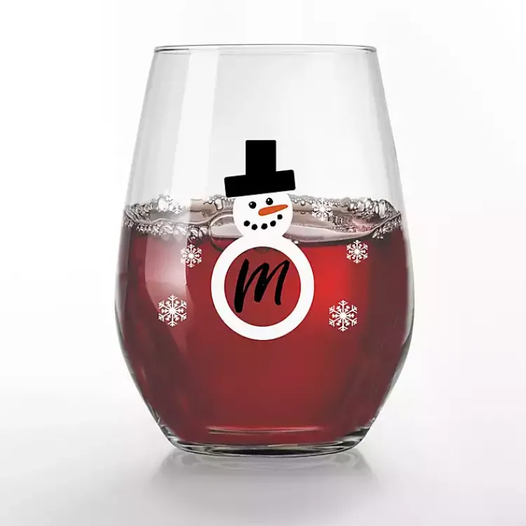 Christmas Dining & Entertaining>Kirklands Home Personalized Snowman Monogram Wine Glass, Set of 2