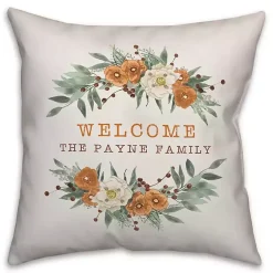 Fall>Kirklands Home Personalized Welcome Fall Floral Outdoor Pillow