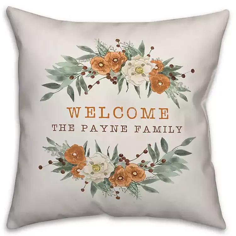 Fall>Kirklands Home Personalized Welcome Fall Floral Outdoor Pillow