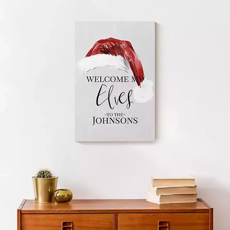 Christmas Art & Wall Decor>Kirklands Home Personalized Welcome My Elves Canvas Wall Plaque