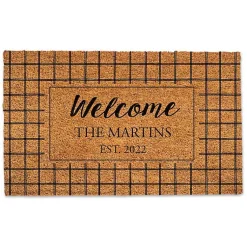 Kirklands Home Personalized Welcome Windowpane Coir Doormat New