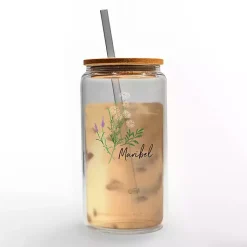 Kirklands Home Personalized Wildflower Floral Glass Cup New