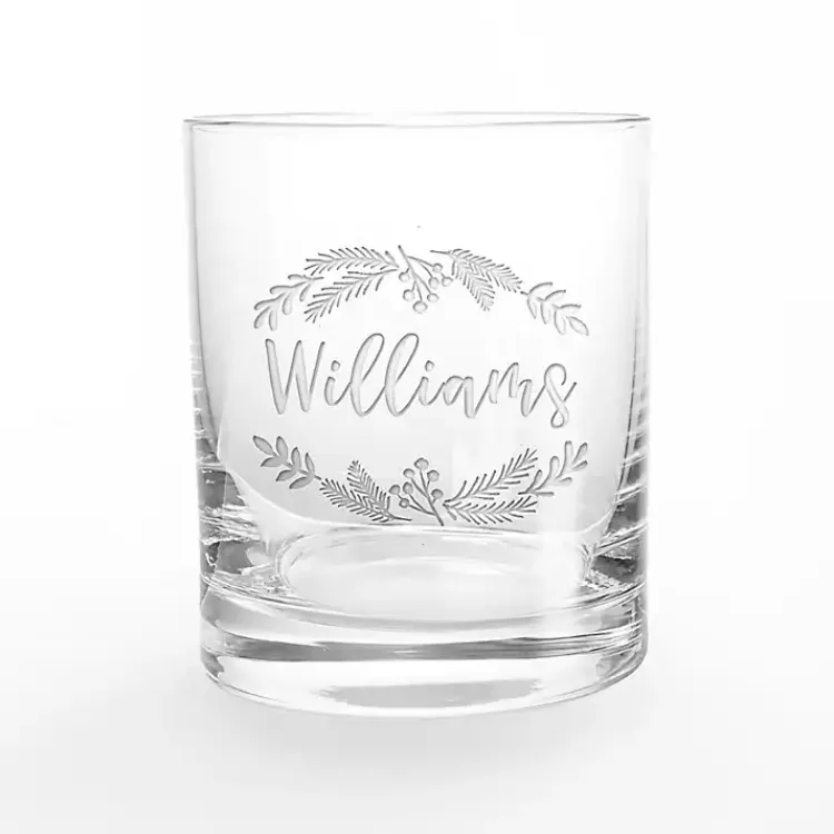 Christmas Dining & Entertaining>Kirklands Home Personalized Wreath Whiskey Glasses, Set of 2 Clear