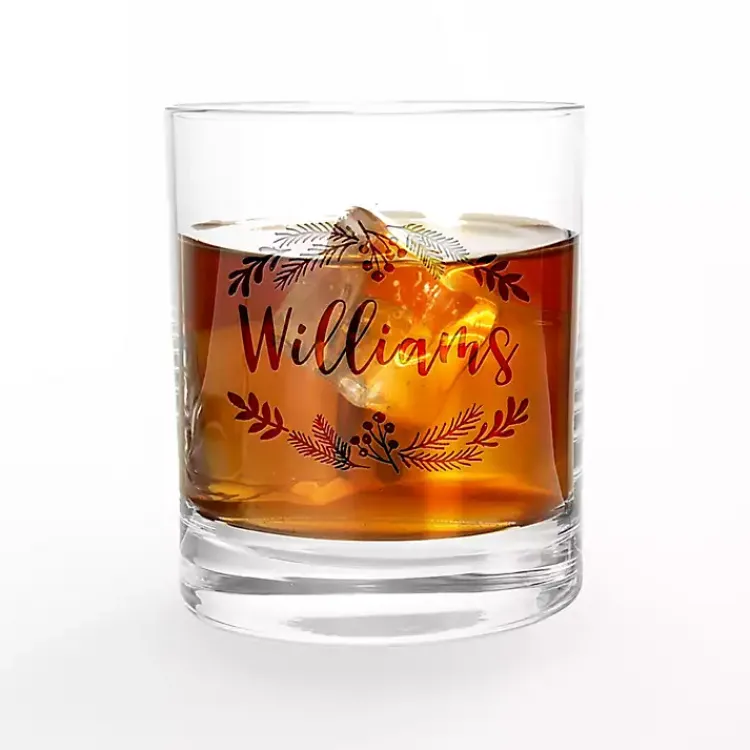 Christmas Dining & Entertaining>Kirklands Home Personalized Wreath Whiskey Glasses, Set of 2 Clear