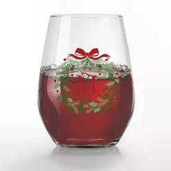 Christmas Dining & Entertaining>Kirklands Home Personalized Wreath Wine Glasses, Set of 2