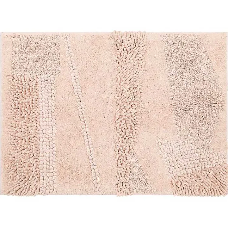 Kirklands Home Petal Blush Asymmetrical Cotton Bath Mat, 34 in. Pink New