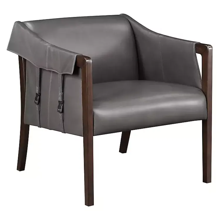 Kirklands Home Pewter Parkfield Faux Leather Accent Chair Gray Online