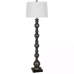 Kirklands Home Pewter Pillar Round Floor Lamp Gray New