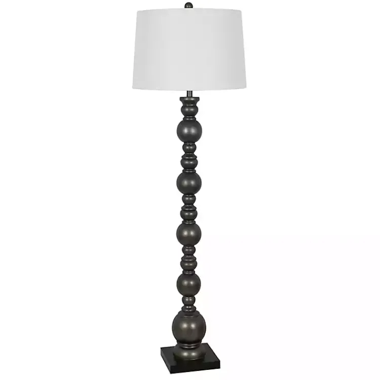 Kirklands Home Pewter Pillar Round Floor Lamp Gray New