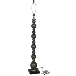 Kirklands Home Pewter Pillar Round Floor Lamp Gray New