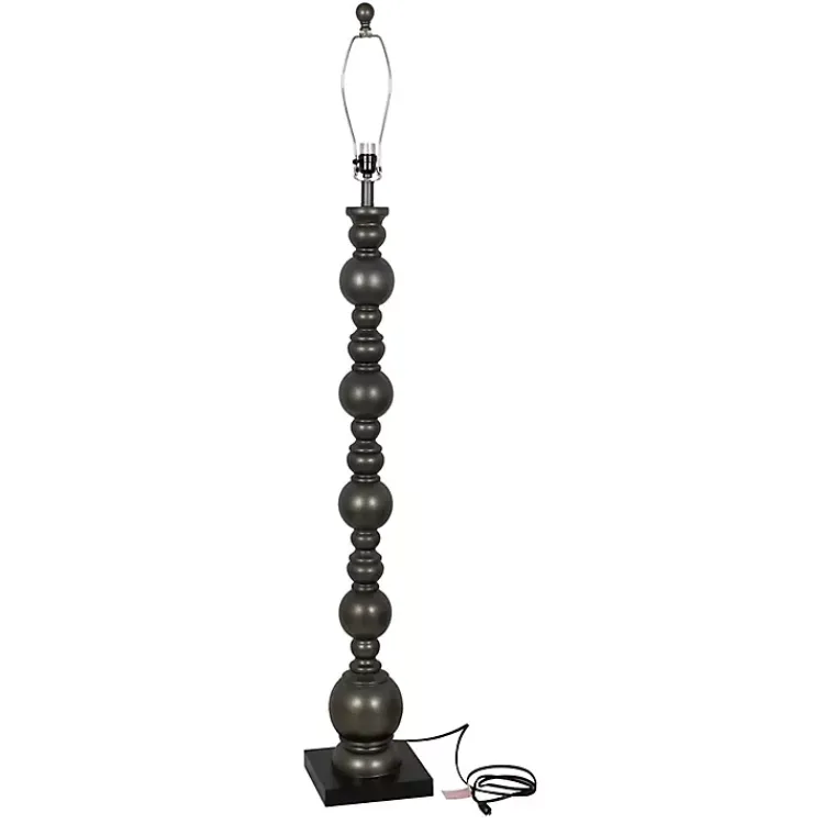 Kirklands Home Pewter Pillar Round Floor Lamp Gray New
