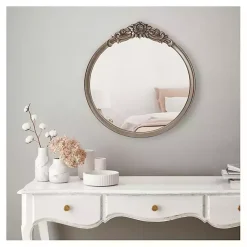 Kirklands Home Pewter Wood Carved Rosettes Wall Mirror Online