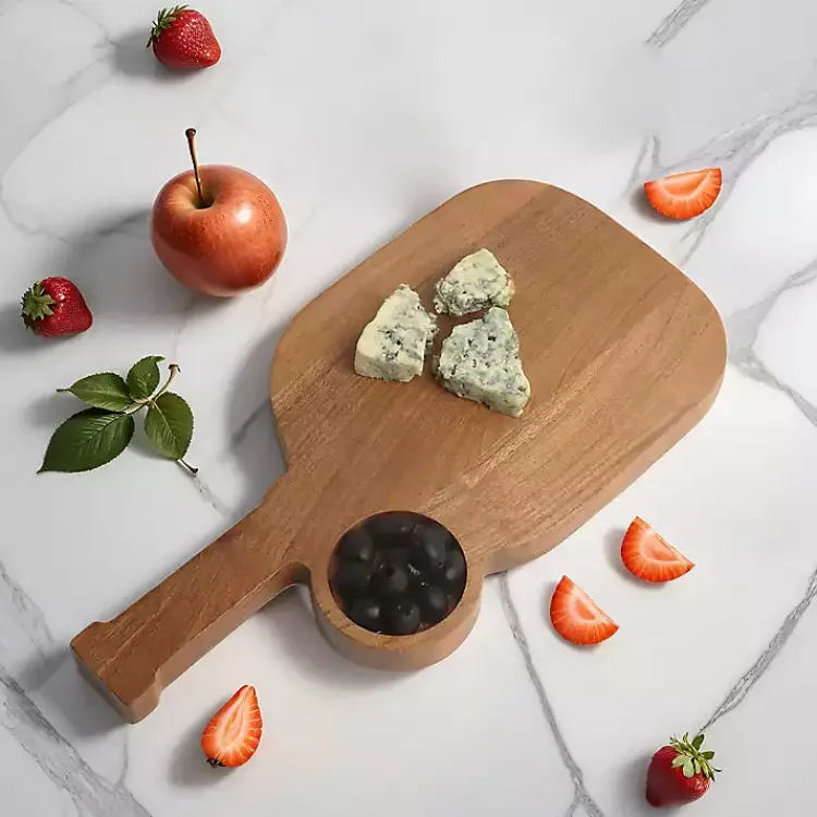 Kirklands Home Pickleball Shaped Acacia Wood Serving Board Outlet