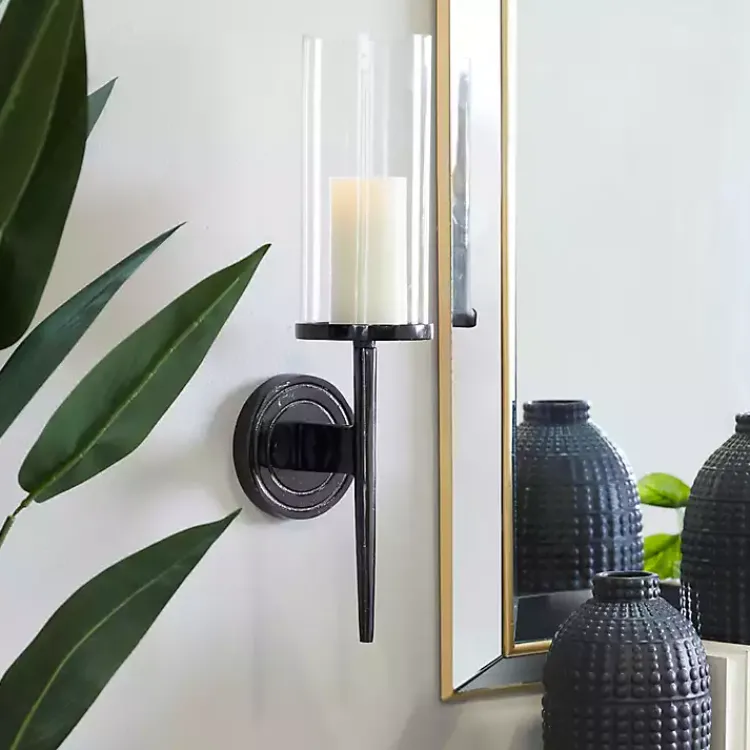 Sconces>Kirklands Home Pierre Polished Stem Sconce Black
