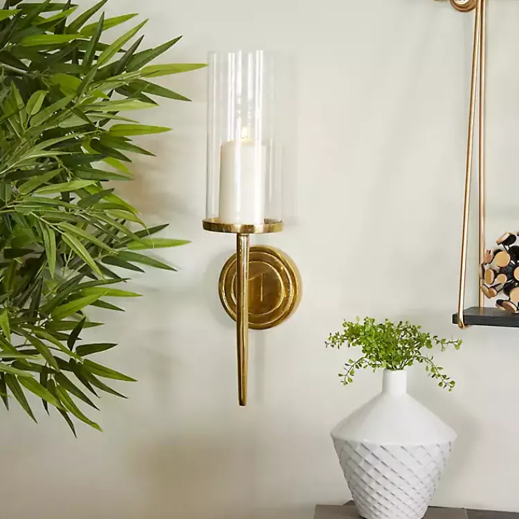 Sconces>Kirklands Home Pierre Polished Stem Sconce Gold