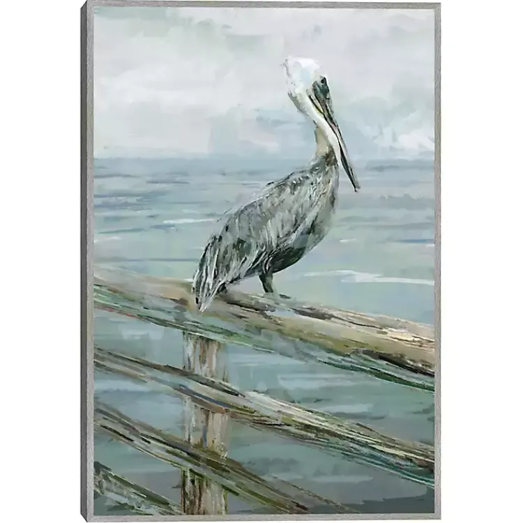Kirklands Home Pierside Pelican Framed Canvas Art Print