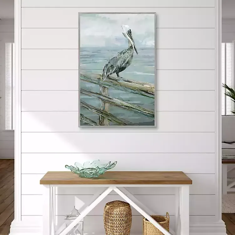 Kirklands Home Pierside Pelican Framed Canvas Art Print