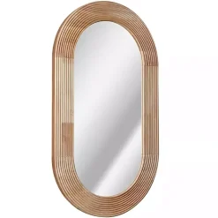 Kirklands Home Pill Capsule Oval Shaped Wood Wall Mirror