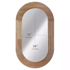 Kirklands Home Pill Capsule Oval Shaped Wood Wall Mirror