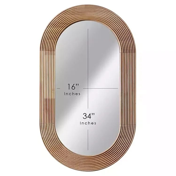Kirklands Home Pill Capsule Oval Shaped Wood Wall Mirror