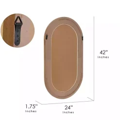 Kirklands Home Pill Capsule Oval Shaped Wood Wall Mirror