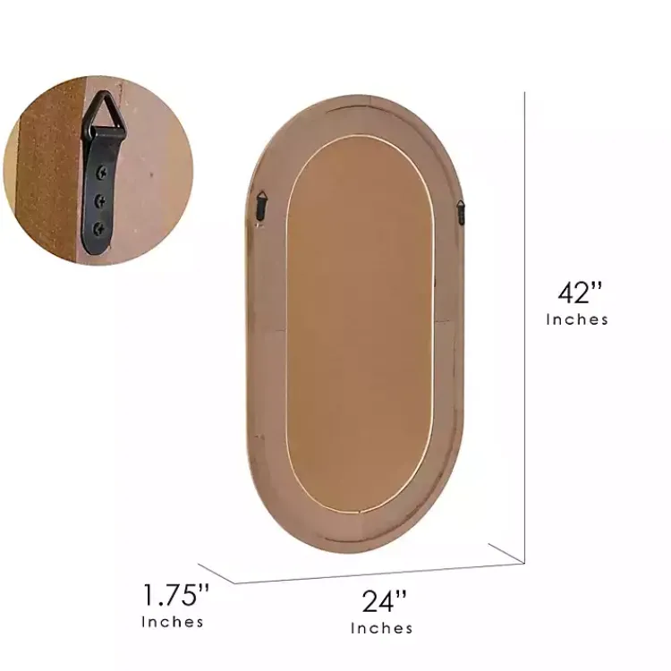 Kirklands Home Pill Capsule Oval Shaped Wood Wall Mirror