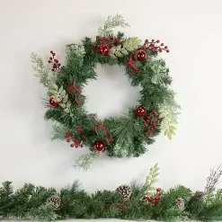 Wreaths>Kirklands Home Pine and Berry Christmas Wreath, 24 in.