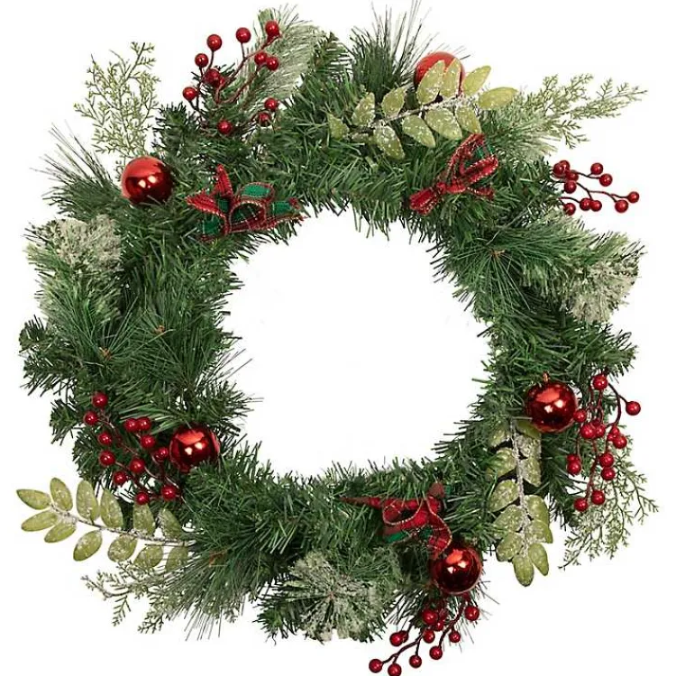 Wreaths>Kirklands Home Pine and Berry Christmas Wreath, 24 in.